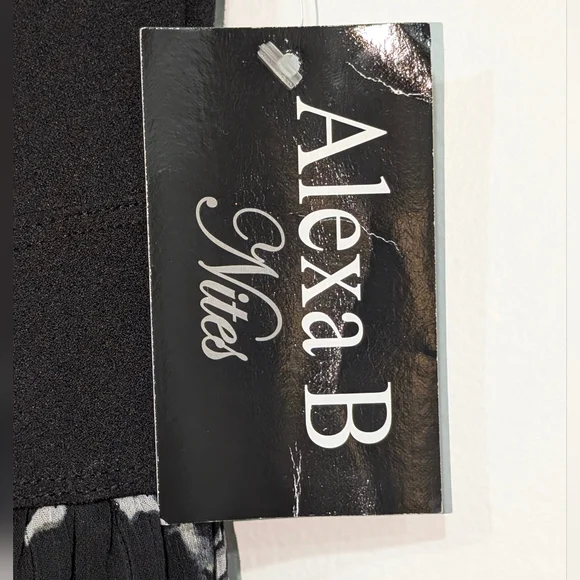 NWT Alexa B Nites Black and White Floral Mini Dress With Wrap Skirt, Size 4 - Picture 5 of 8